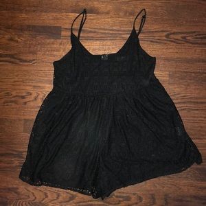 Black lace knit romper